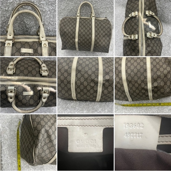 Authentic Joy Gucci Boston Bag Handbag Duffle Purse Logo Monogram - Picture 12 of 14
